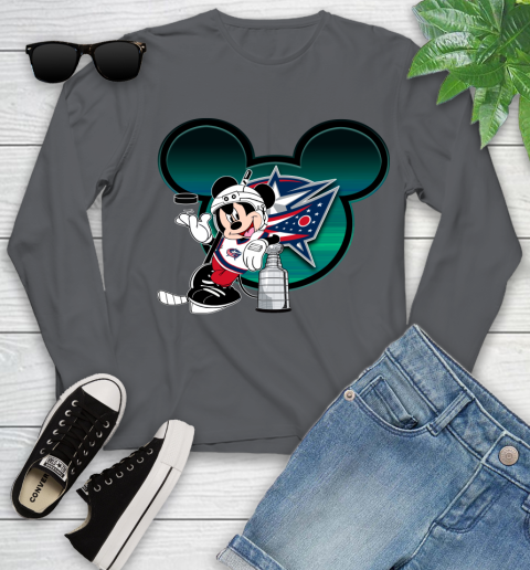 NHL Columbus Blue Jackets Stanley Cup Mickey Mouse Disney Hockey T Shirt Youth Long Sleeve 8