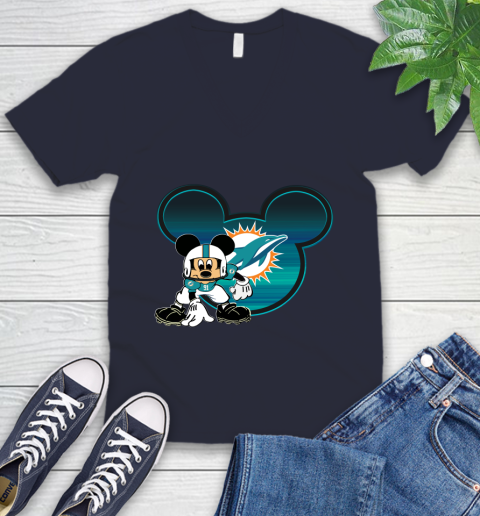 NFL Miami Dolphins Mickey Mouse Disney Football T Shirt V-Neck T-Shirt 3