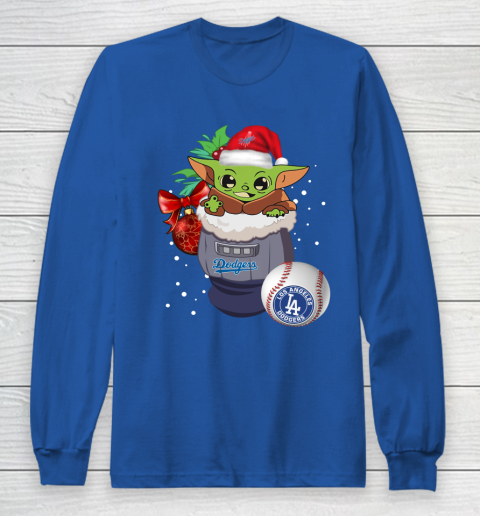 Los Angeles Dodgers Christmas Baby Yoda Star Wars Funny Happy MLB Long Sleeve T-Shirt 9