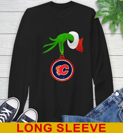Calgary Flames Grinch Merry Christmas NHL Hockey Long Sleeve T-Shirt 2