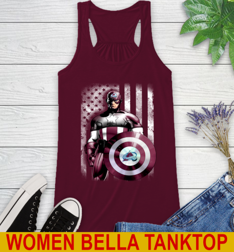 Colorado Avalanche NHL Hockey Captain America Marvel Avengers American Flag Shirt Racerback Tank - Image 3