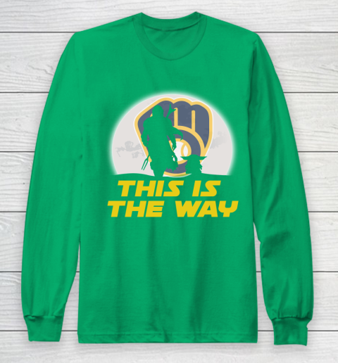 Milwaukee Brewers MLB Baseball Star Wars Yoda And Mandalorian This Is The Way Long Sleeve T-Shirt 4