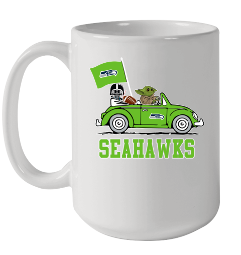 NFL Football Seattle Seahawks Darth Vader Baby Yoda Driving Star Wars Shirt Ceramic Mug 15oz