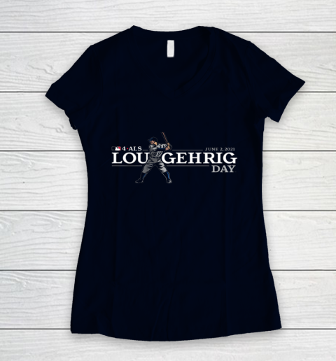 4 ALS Lou Gehrig Day Women's V-Neck T-Shirt 2