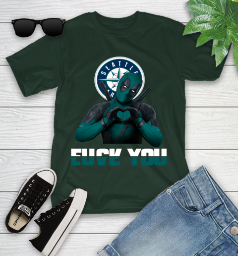MLB Seattle Mariners Deadpool Love You Fuck You Baseball Sports Youth T-Shirt 5
