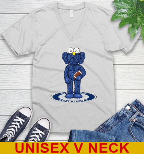 NFL Football Dallas Cowboys Kaws Bff Blue Figure Shirt V-Neck T-Shirt