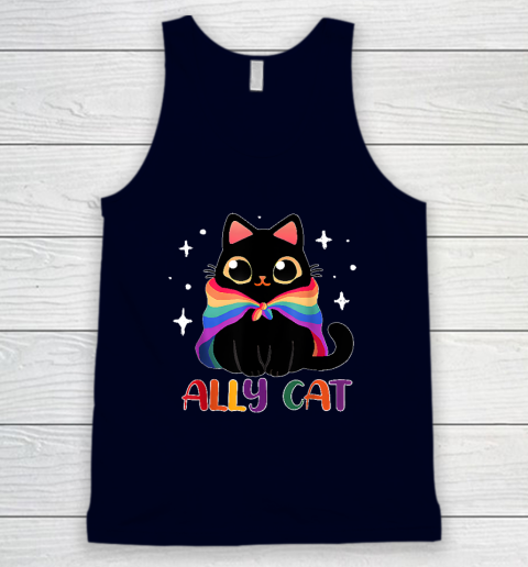 Ally Cat LGBT Gay Rainbow Pride Flag Funny Cat Lover Tank Top 2