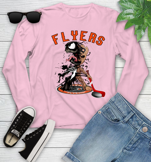 NHL Philadelphia Flyers Hockey Venom Groot Guardians Of The Galaxy Youth Long Sleeve 10