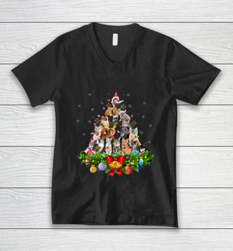 Funny Cat Christmas Tree Xmas Gifts V-Neck T-Shirt