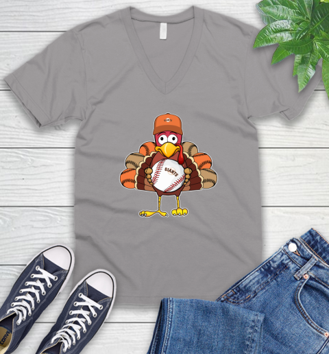 San Francisco Giants Turkey thanksgiving V-Neck T-Shirt 4