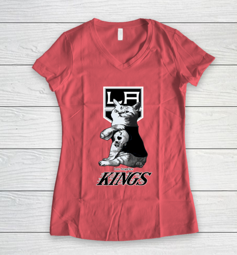 NHL My Cat Loves Los Angeles Kings Hockey Women's V-Neck T-Shirt 4