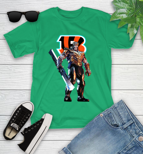 NFL Thanos Gauntlet Avengers Endgame Football Cincinnati Bengals Youth T-Shirt 6