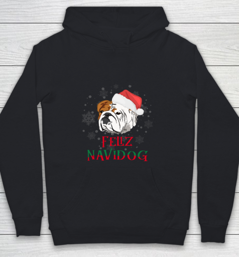 English Bulldog Feliz Navidog Christmas Youth Hoodie