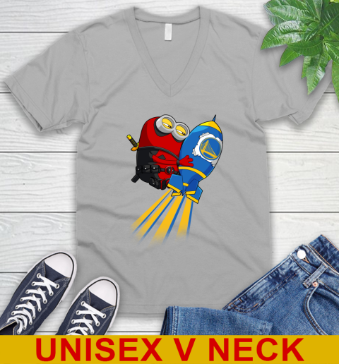 NBA Basketball Golden State Warriors Deadpool Minion Marvel Shirt V-Neck T-Shirt 3
