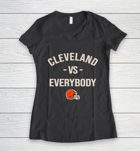 Cleveland Browns Vs Everybody Women's V-Neck T-Shirt 6