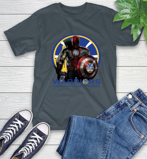 Golden State Warriors NBA Basketball Captain America Thor Spider Man Hawkeye Avengers T-Shirt 9