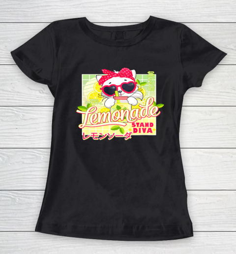 Lemonade Stand Diva Funny Anime Cat Lemon Juice Vaporwave Women's T-Shirt