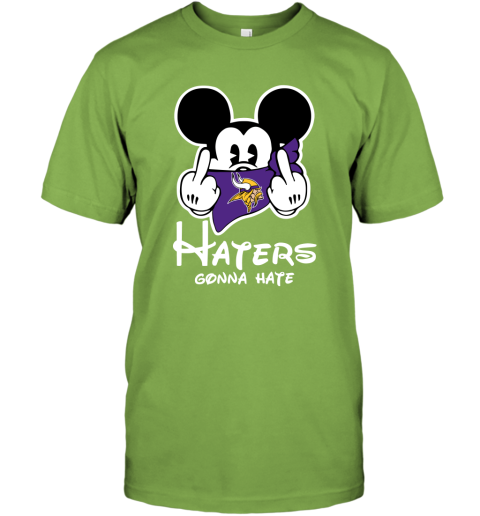 NFL Minnesota Vikings Haters Gonna Hate Mickey Mouse Disney Football T Shirt 2J3r4TGIJrI classic t shirt 2 95 151514 front lime