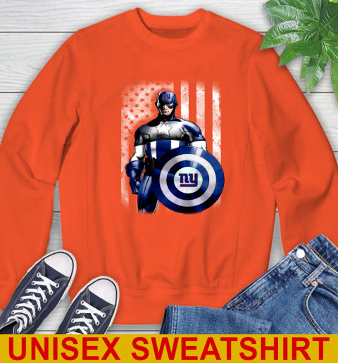 New York Giants NFL Football Captain America Marvel Avengers American Flag Shirt Sweatshirt 3