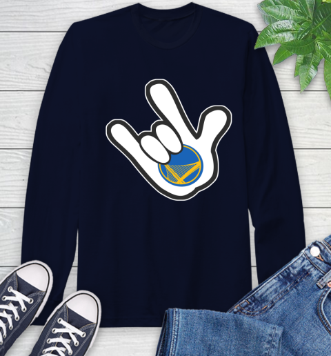 Golden State Warriors NBA Basketball Mickey Rock Hand Disney Long Sleeve T-Shirt 4