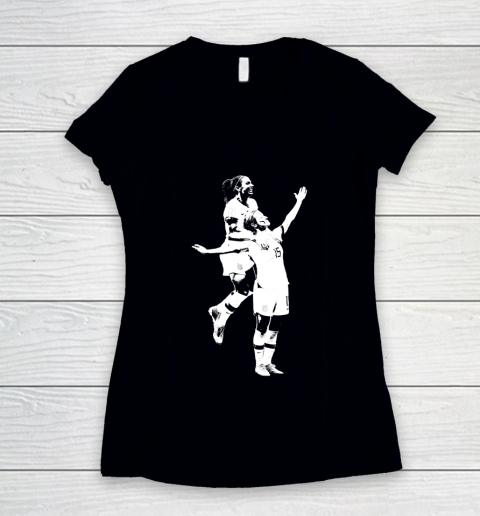 Megan Rapinoe and Alex Morgan Victory Pose  The White Stencil Women's V-Neck T-Shirt