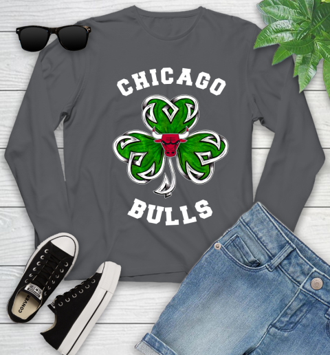 NBA Chicago Bulls Three Leaf Clover St Patrick's Day Basketball Sports Youth Long Sleeve 9