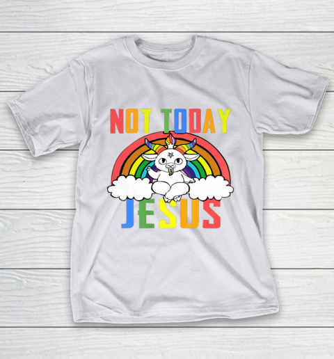 Unicorn Rainbow Not Today Jesus Premium T-Shirt 24