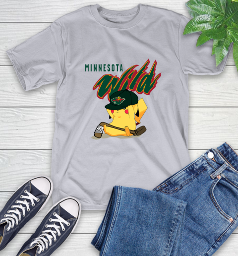 NHL Pikachu Hockey Sports Minnesota Wild T-Shirt 6