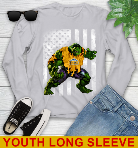 Denver Nuggets Hulk Marvel Avengers NBA Basketball American Flag Youth Long Sleeve 5