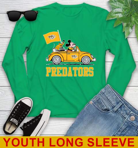 NHL Hockey Nashville Predators Pluto Mickey Driving Disney Shirt Youth Long Sleeve 7
