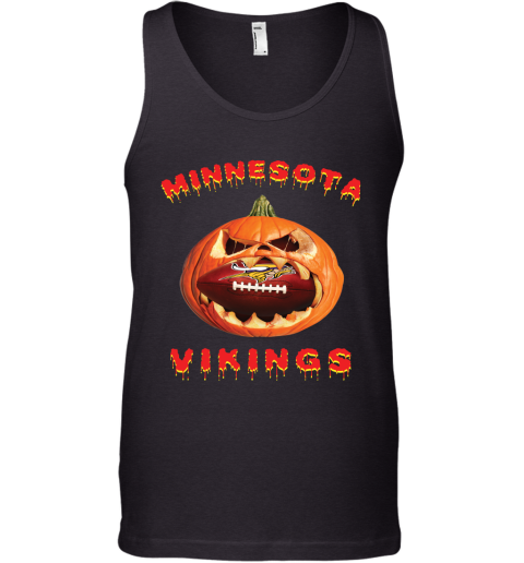 NFL Minnesota Vikings Halloween Pumpkin Football Sports vDyvJrBKHIy unisex tank 17 95 151514 front black