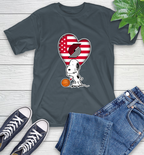 Portland Trail Blazers NBA Basketball The Peanuts Movie Adorable Snoopy T-Shirt 9