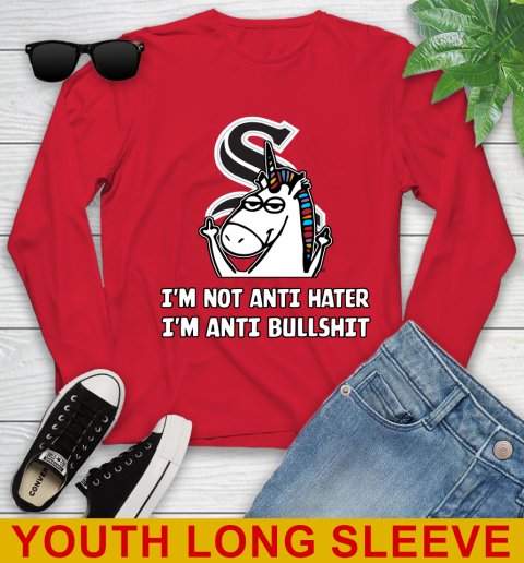 Chicago White Sox MLB Baseball Unicorn I'm Not Anti Hater I'm Anti Bullshit Youth Long Sleeve 11