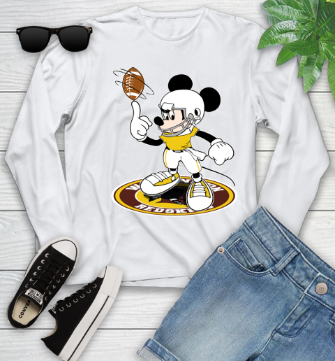 NFL Football Washington Redskins Cheerful Mickey Disney Shirt Youth Long Sleeve 2