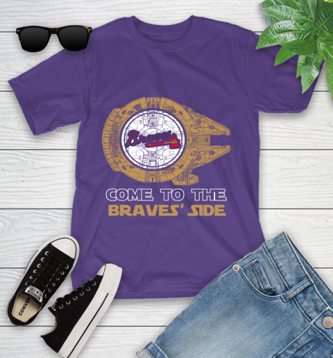 MLB Come To The Atlanta Braves Side Star Wars Baseball Sports Youth T-Shirt 3