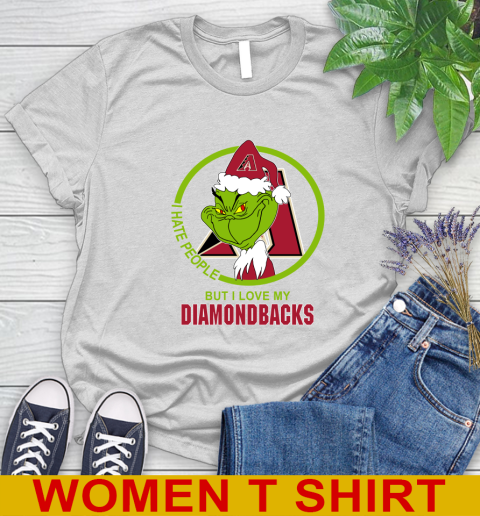 Arizona Diamondbacks MLB Christmas Grinch I Hate People But I Love My Favorite Baseball Team Women's T-Shirt