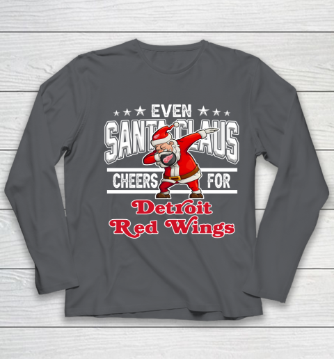 Detroit Red Wings Even Santa Claus Cheers For Christmas NHL Youth Long Sleeve 6