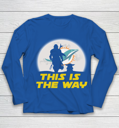 Miami Dolphins NFL Football Star Wars Yoda And Mandalorian This Is The Way Youth Long Sleeve 7