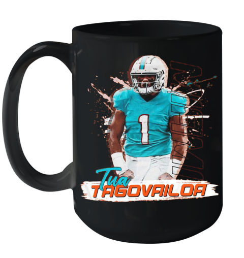 1 Tua Tagovailoa Miami Dolphins Football Ceramic Mug 15oz