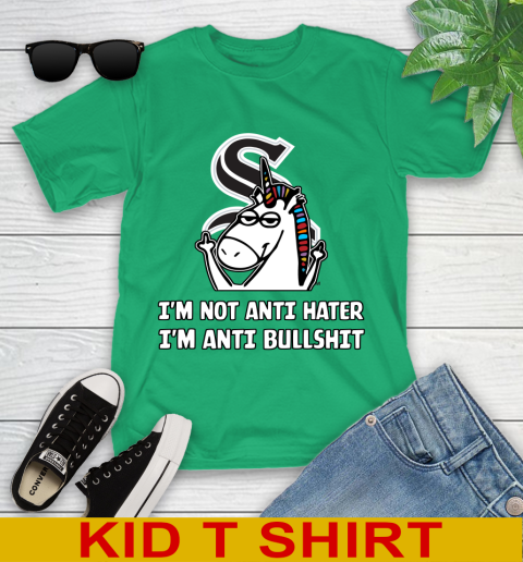 Chicago White Sox MLB Baseball Unicorn I'm Not Anti Hater I'm Anti Bullshit Youth T-Shirt 6