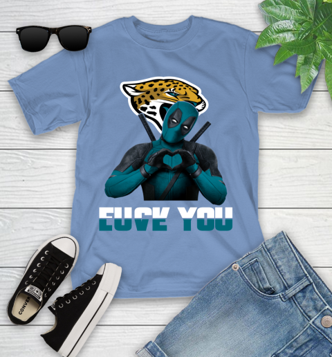 NHL Jacksonville Jaguars Deadpool Love You Fuck You Football Sports Youth T-Shirt 15