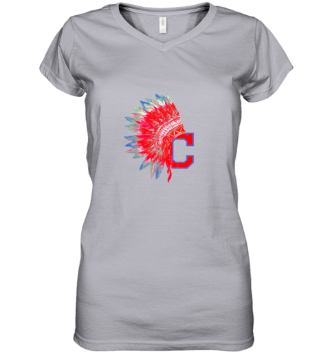 rzwm new cleveland hometown indian tribe vintage for baseball fans awesome women v neck t shirt 39 front sport grey