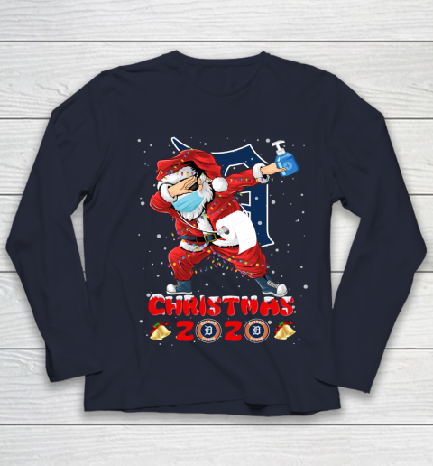 Detroit Tigers Funny Santa Claus Dabbing Christmas 2020 MLB Youth Long Sleeve 2