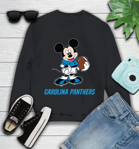 NFL Football Carolina Panthers Cheerful Mickey Mouse Shirt Youth Sweatshirt
