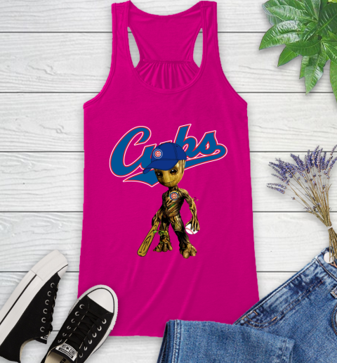 MLB Chicago Cubs Groot Guardians Of The Galaxy Baseball Racerback Tank 8
