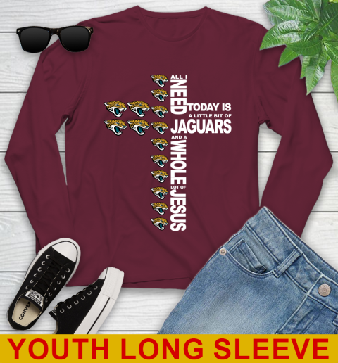NFL All I Need Today Is A Little Bit Of Jacksonville Jaguars Cross Shirt Youth Long Sleeve 6