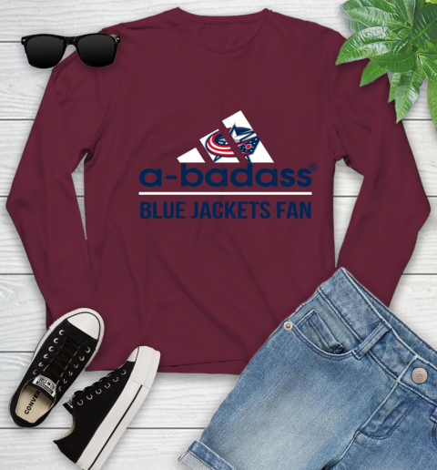 NHL A Badass Columbus Blue Jackets Fan Adidas Hockey Sports Youth Long Sleeve 6