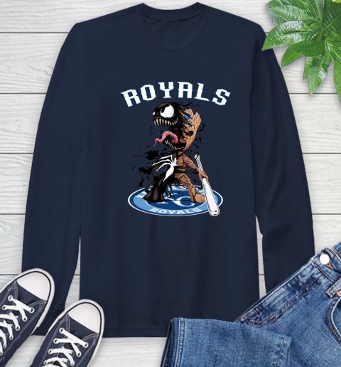 MLB Kansas City Royals Baseball Venom Groot Guardians Of The Galaxy Long Sleeve T-Shirt 4