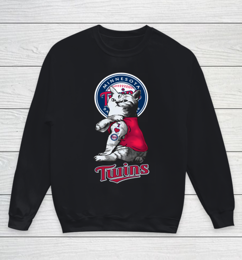 MLB Baseball My Cat Loves Minnesota Twins Youth Sweatshirt