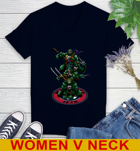 NHL Hockey Winnipeg Jets Teenage Mutant Ninja Turtles Shirt Women's V-Neck T-Shirt 3
